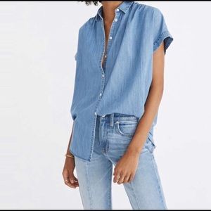Madewell “central” short sleeve denim top